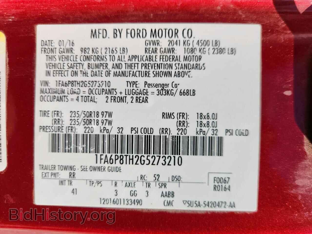 2016 FORD ALL Models - VIN: 1FA6P8TH2G5273210 - Photo 12