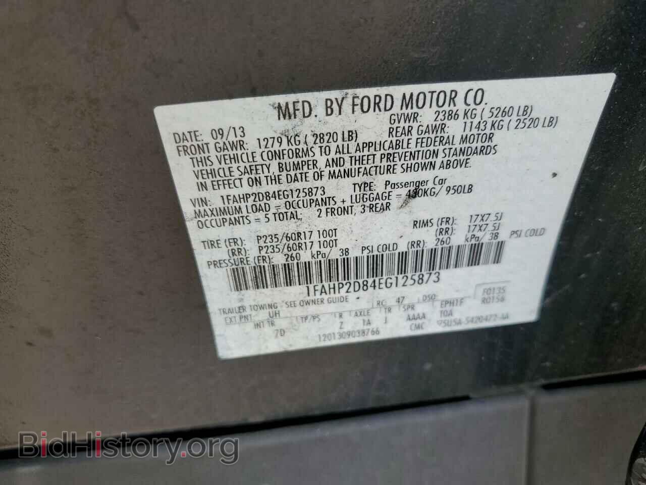 2014 FORD TAURUS - VIN: 1FAHP2D84EG125873 - Фото 13