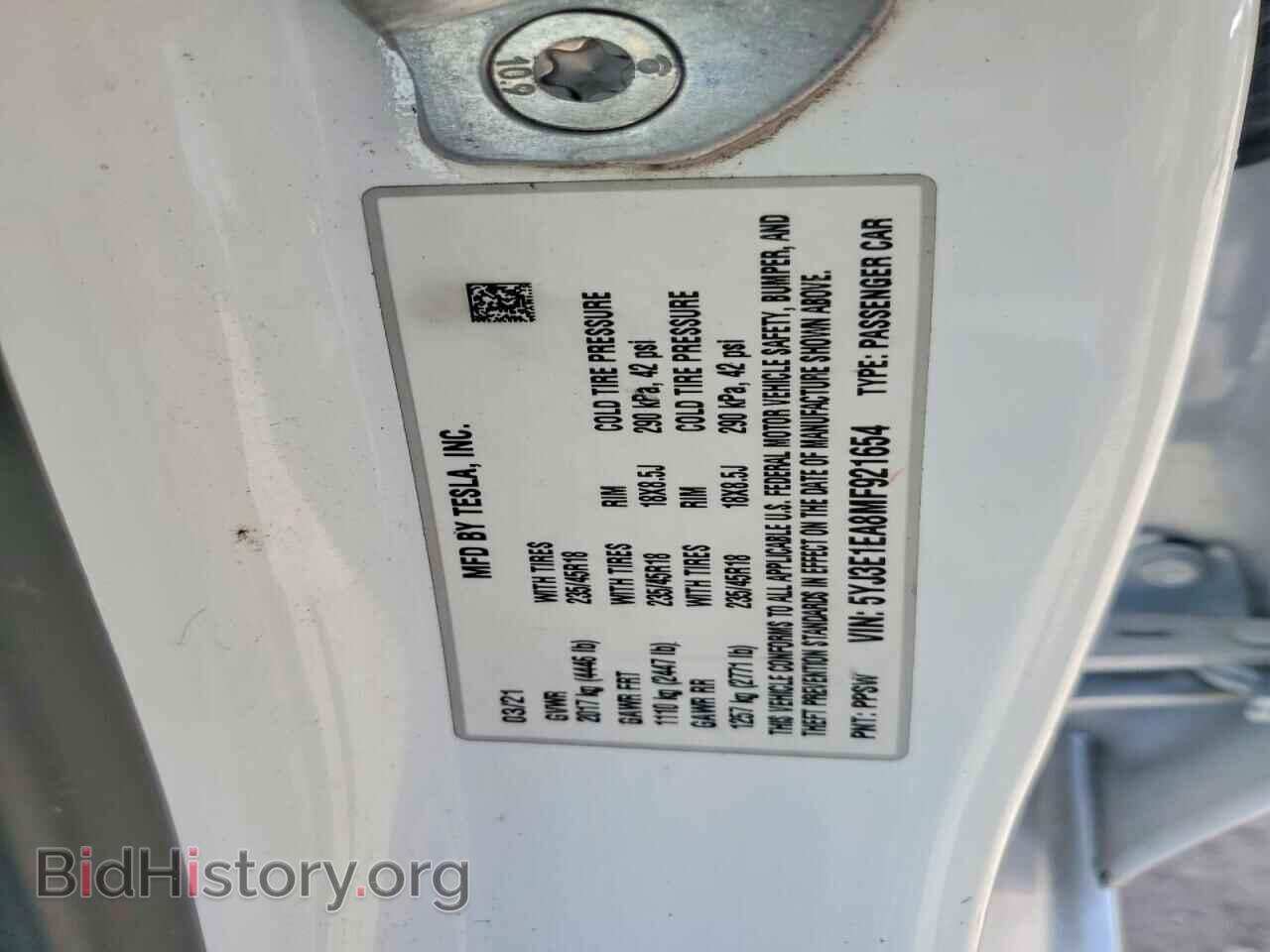 2021 TESLA MODEL 3 - VIN: 5YJ3E1EA8MF921654 - Photo 12