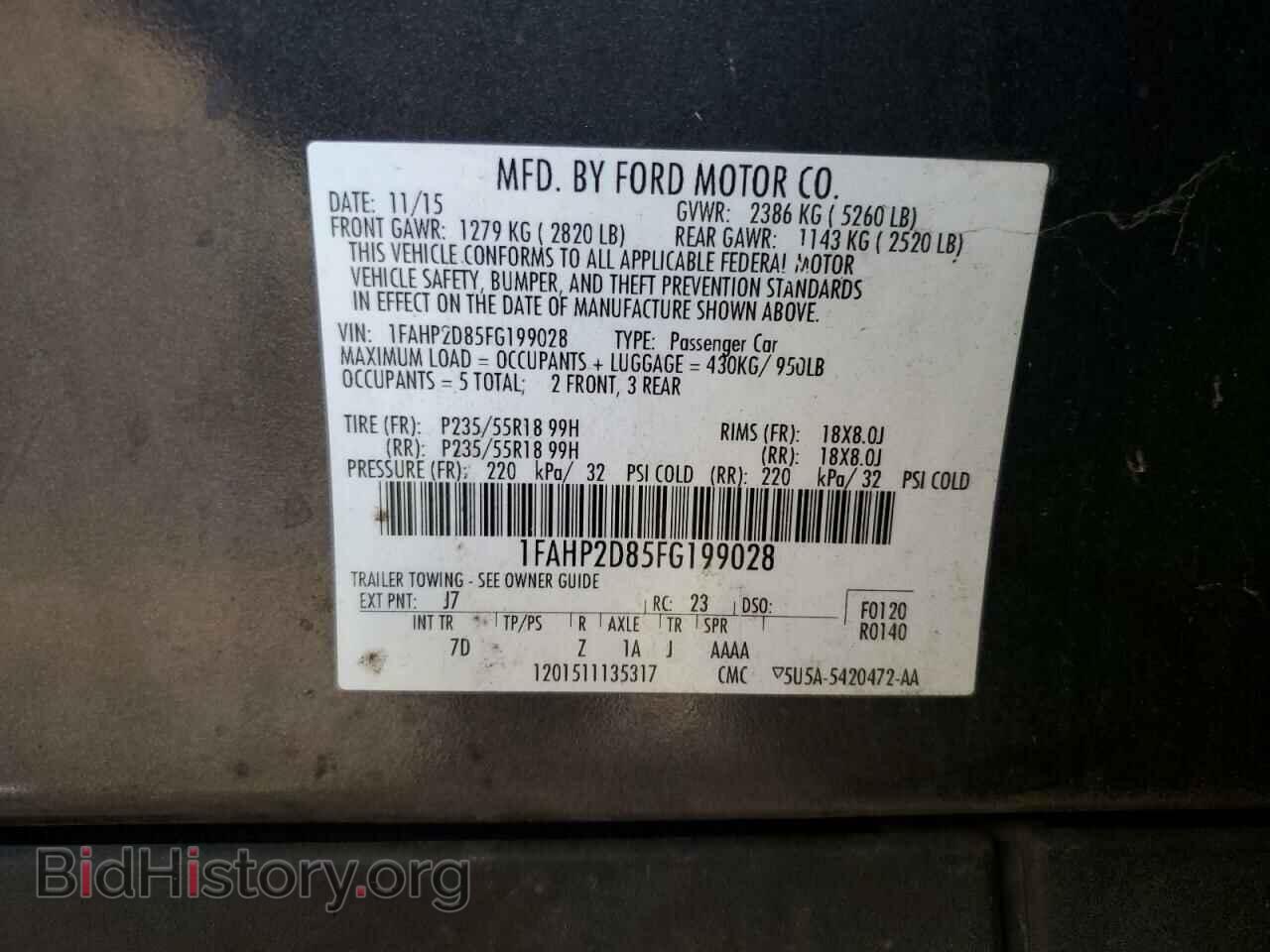 2015 FORD TAURUS - VIN: 1FAHP2D85FG199028 - Фото 12