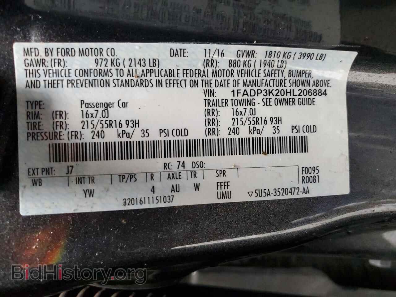 2017 FORD FOCUS - VIN: 1FADP3K20HL206884 - Фото 12