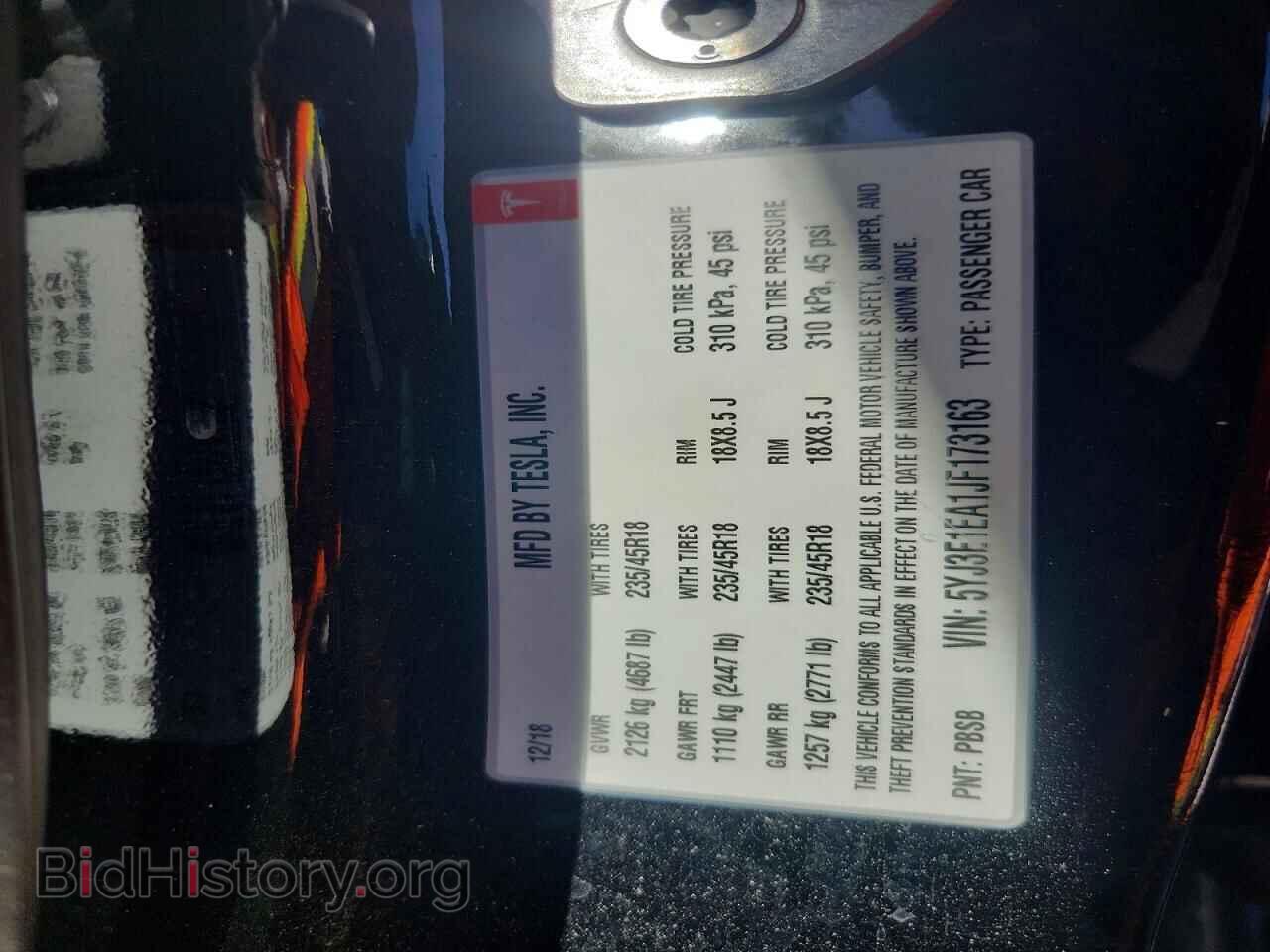 2018 TESLA MODEL 3 - VIN: 5YJ3E1EA1JF173163 - Фото 13
