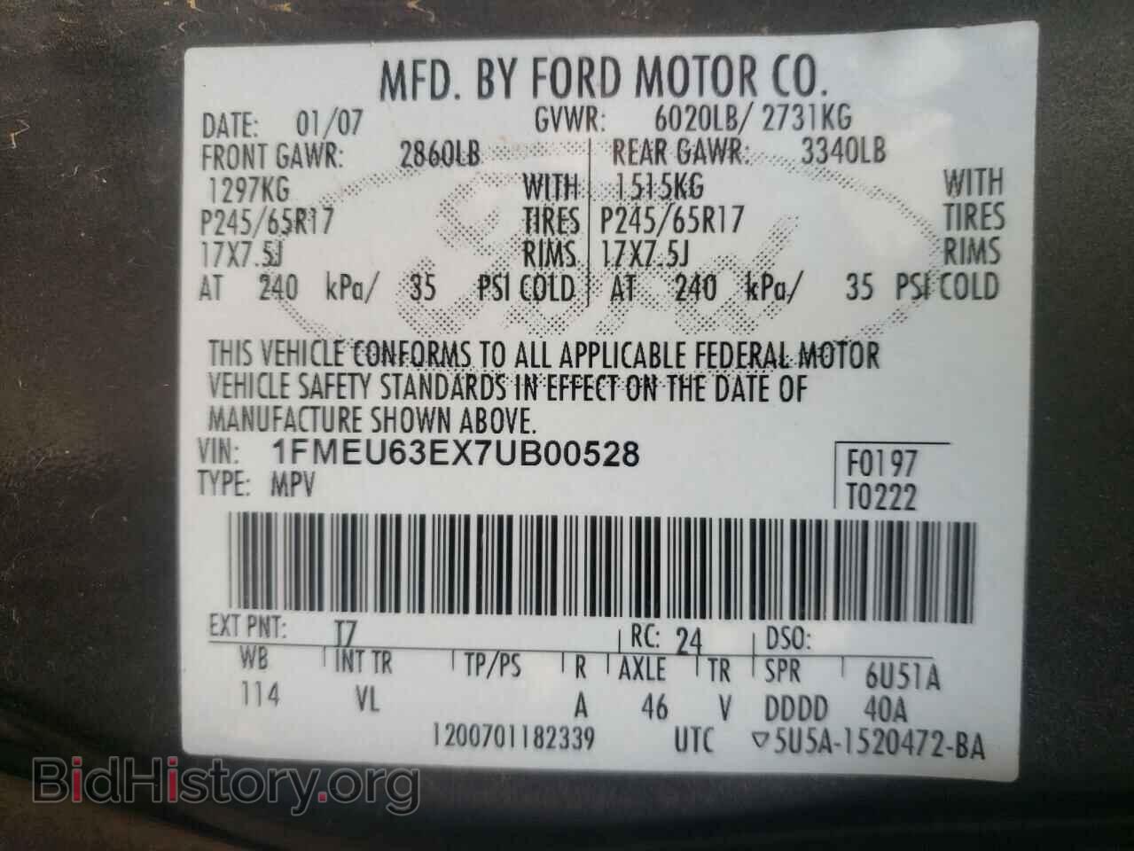 2007 FORD EXPLORER - VIN: 1FMEU63EX7UB00528 - Фото 10