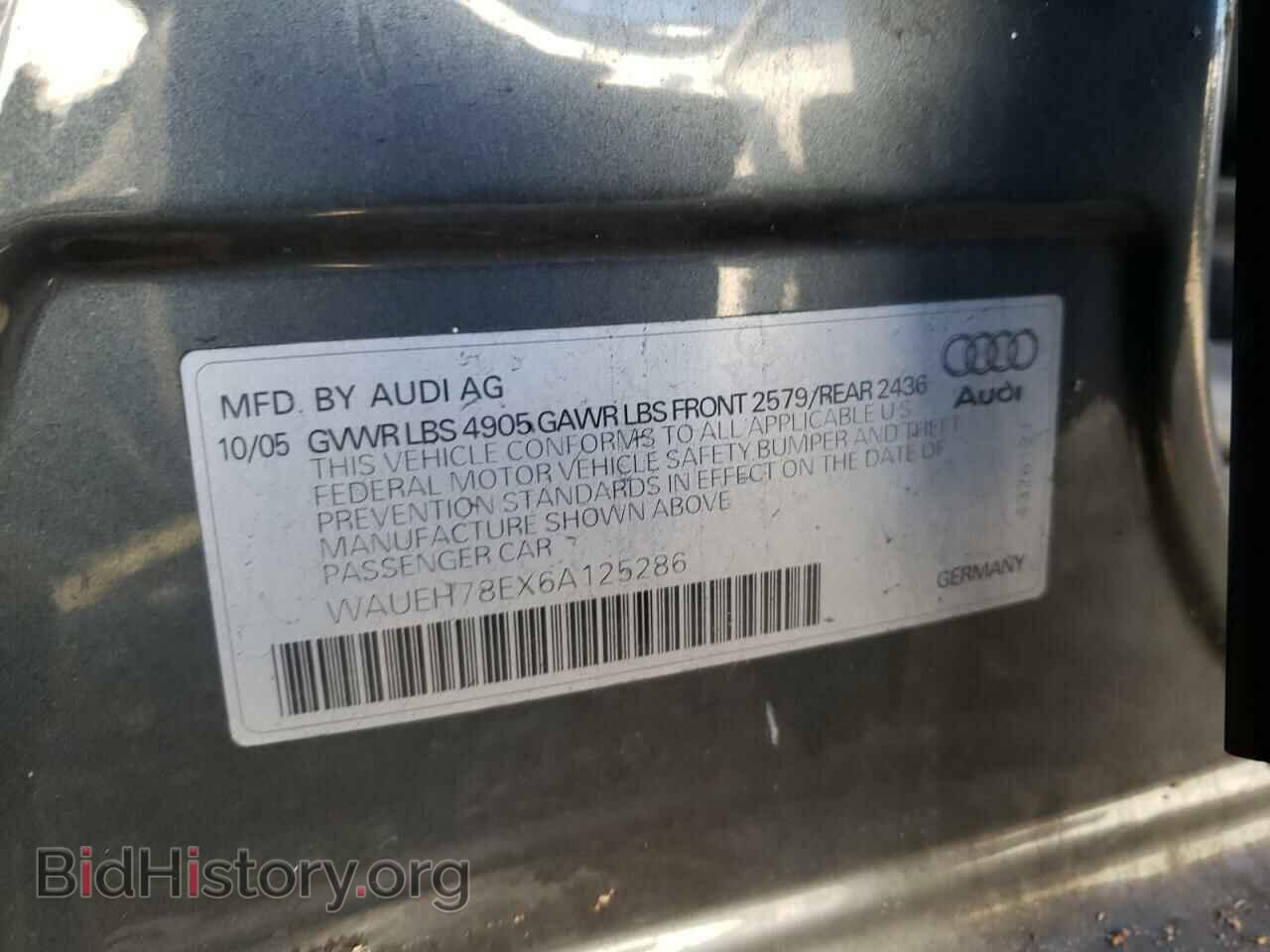 2006 AUDI A4 - VIN: WAUEH78EX6A125286 - Фото 10