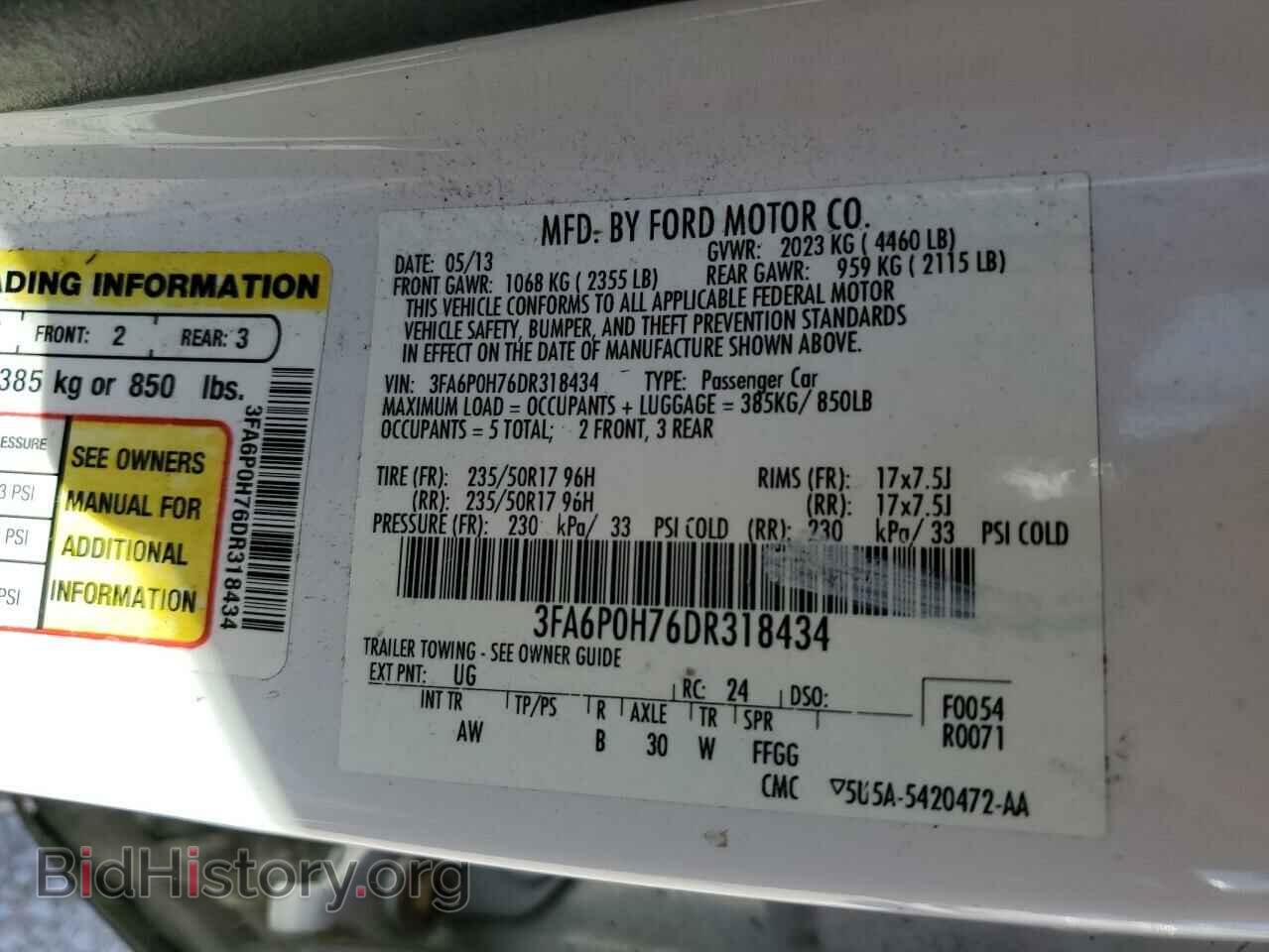 2013 FORD FUSION - VIN: 3FA6P0H76DR318434 - Photo 10