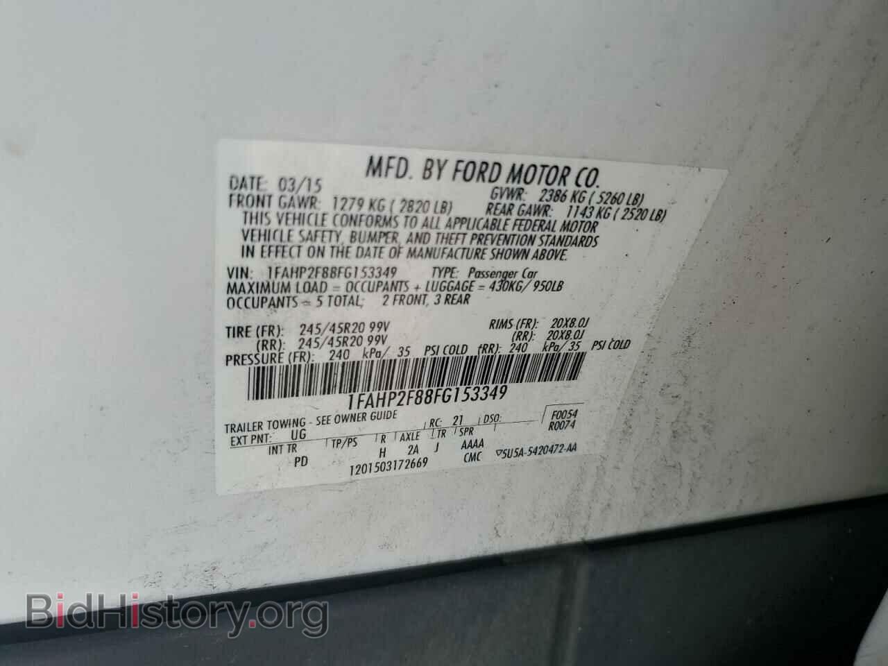 2015 FORD TAURUS - VIN: 1FAHP2F88FG153349 - Фото 12