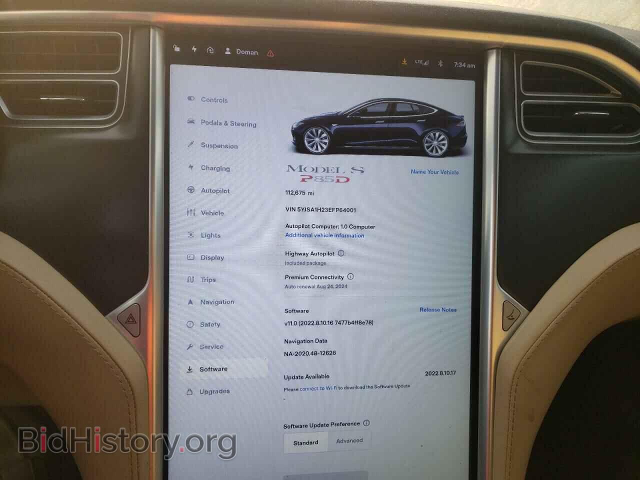 2014 TESLA MODEL S - VIN: 5YJSA1H23EFP64001 - Фото 9