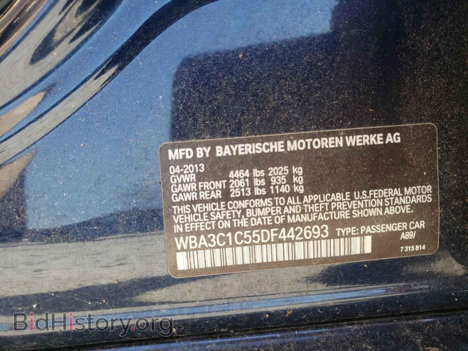 2013 BMW 3 SERIES - VIN: WBA3C1C55DF442693 - Фото 10