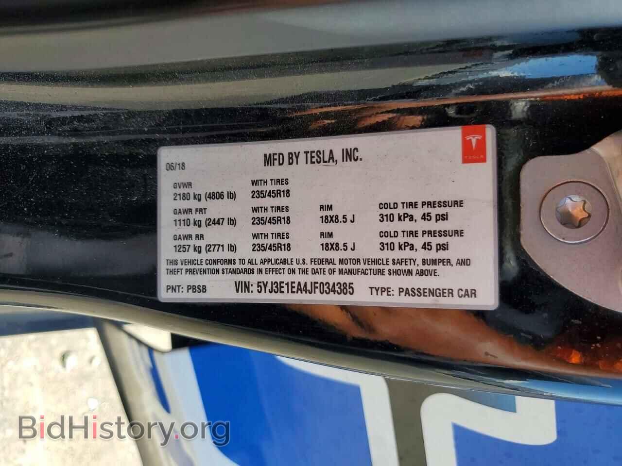 2018 TESLA MODEL 3 - VIN: 5YJ3E1EA4JF034385 - Photo 12