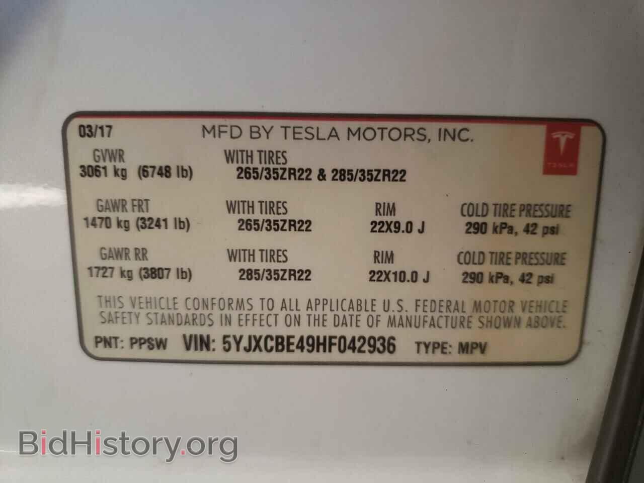 2017 TESLA MODEL X - VIN: 5YJXCBE49HF042936 - Photo 10