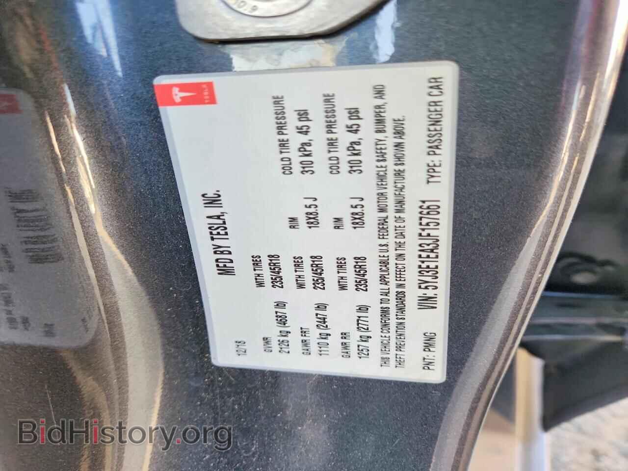 2018 TESLA MODEL 3 - VIN: 5YJ3E1EA3JF157661 - Фото 12
