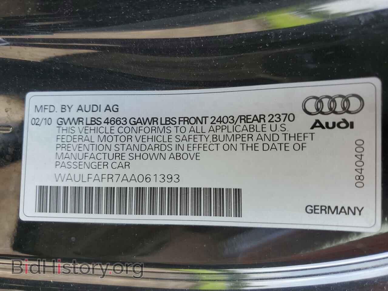 2010 AUDI A5 - VIN: WAULFAFR7AA061393 - Фото 12