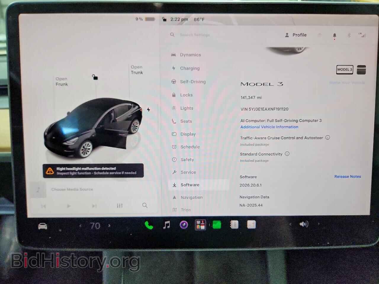 2022 TESLA MODEL 3 - VIN: 5YJ3E1EAXNF191120 - Фото 9