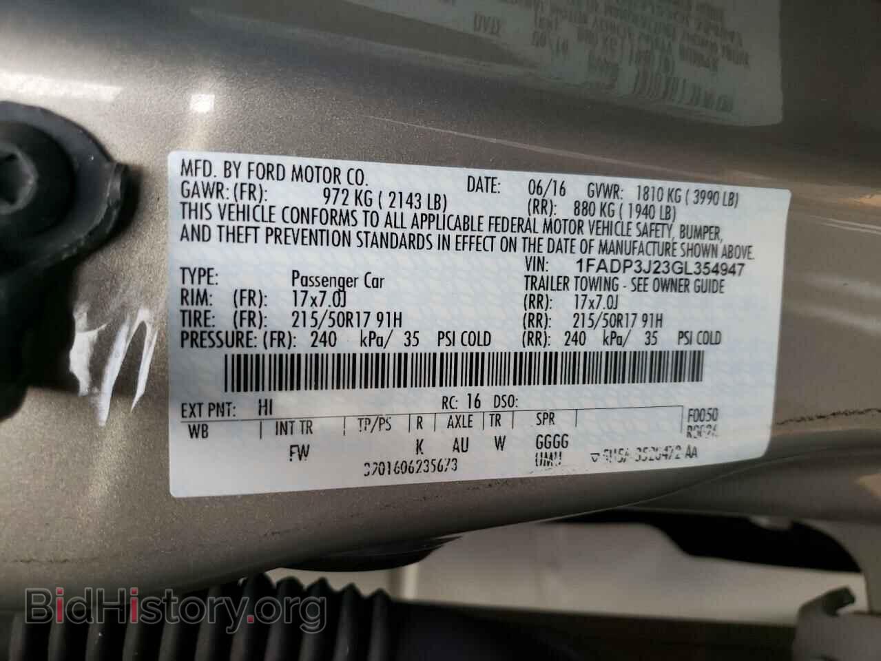2016 FORD FOCUS - VIN: 1FADP3J23GL354947 - Фото 10