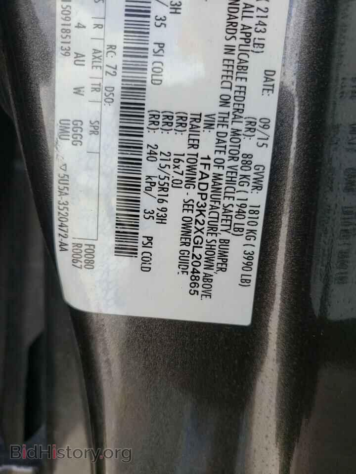 2016 FORD FOCUS - VIN: 1FADP3K2XGL204865 - Фото 10