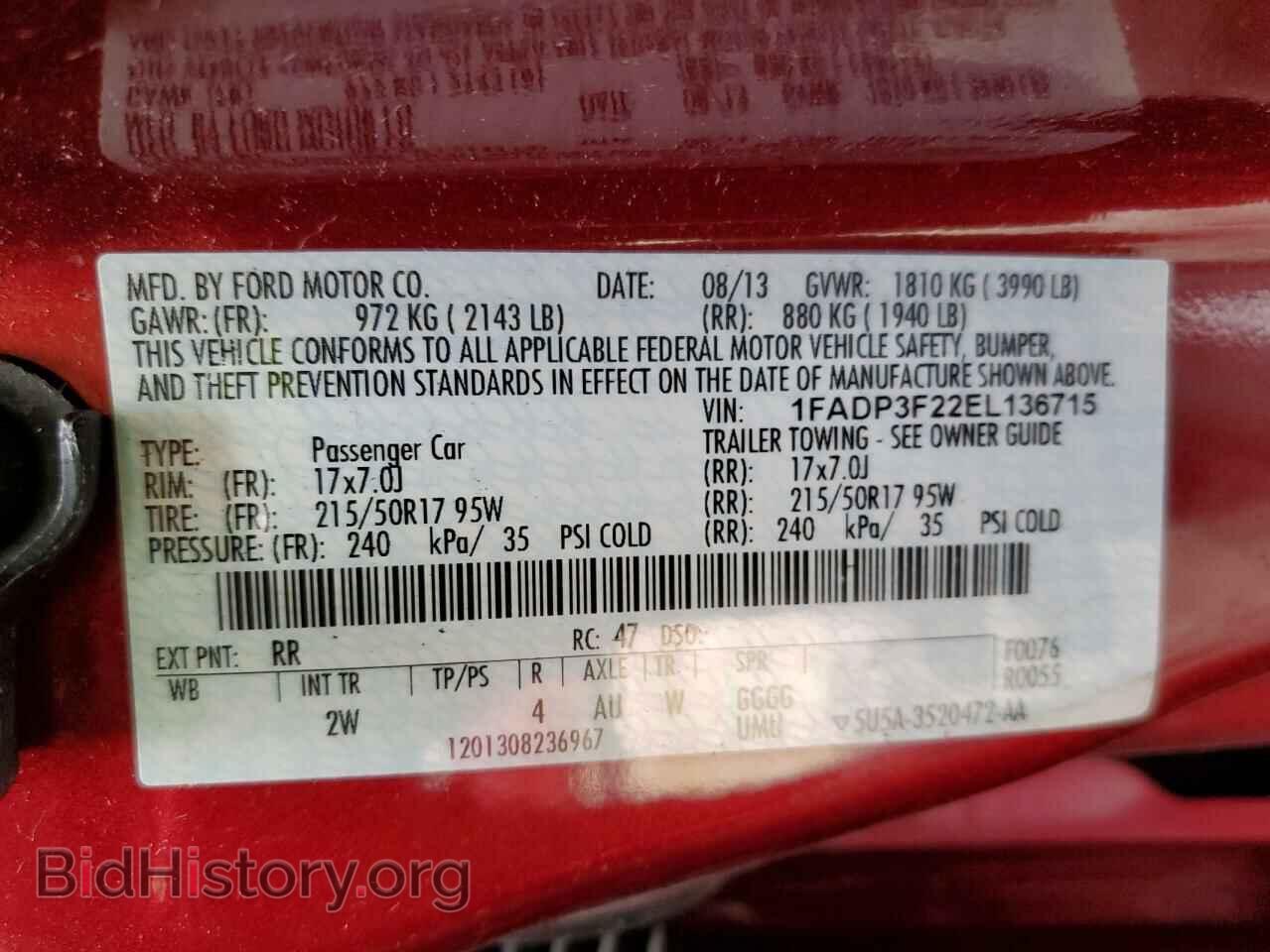 2014 FORD FOCUS - VIN: 1FADP3F22EL136715 - Фото 10