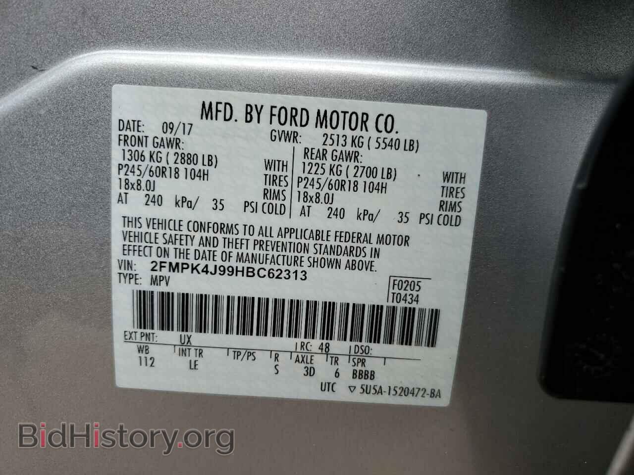 2017 FORD EDGE - VIN: 2FMPK4J99HBC62313 - Photo 10