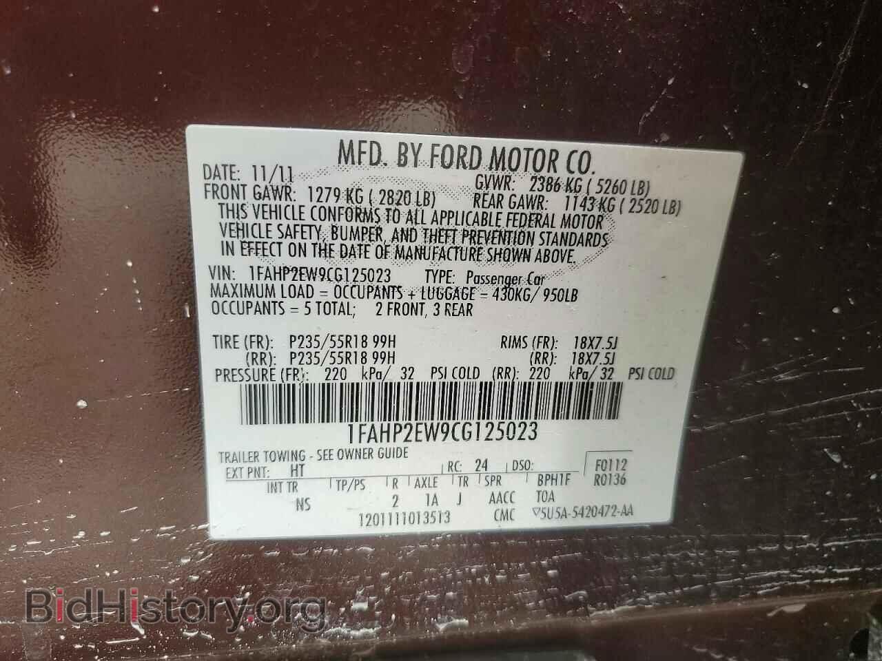2012 FORD TAURUS - VIN: 1FAHP2EW9CG125023 - Photo 12