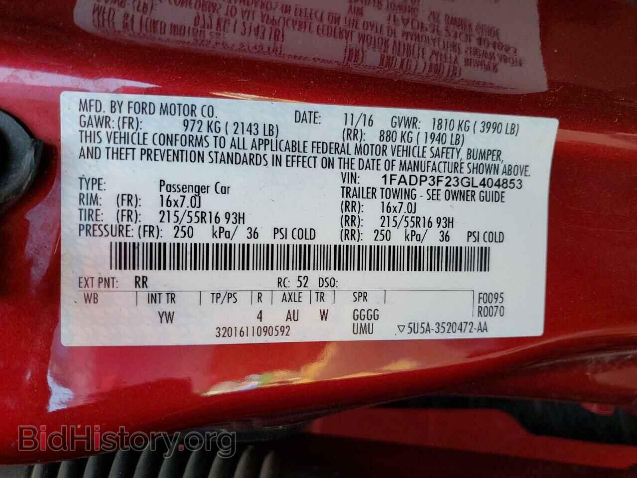 2016 FORD FOCUS - VIN: 1FADP3F23GL404853 - Фото 10