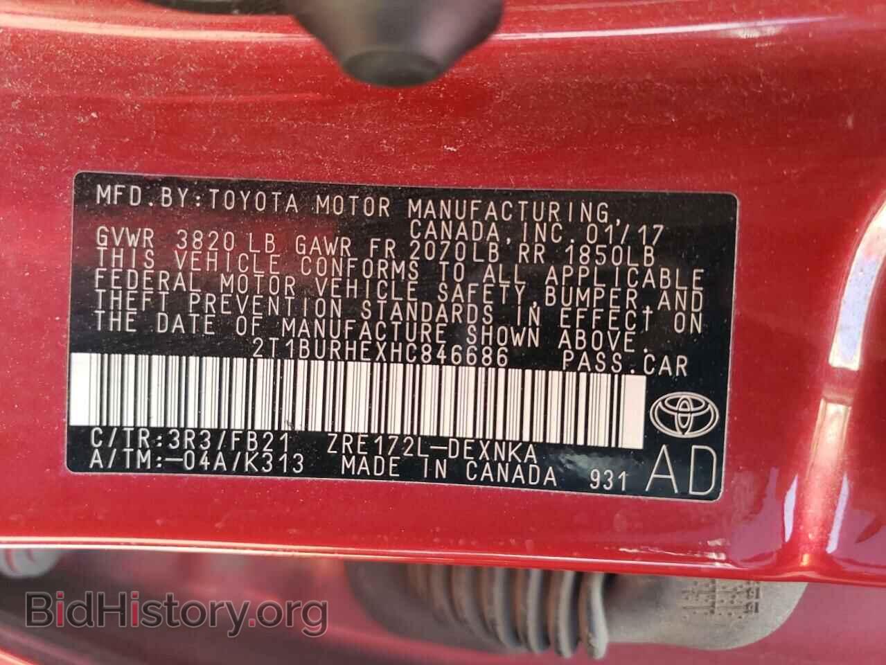 2017 TOYOTA COROLLA - VIN: 2T1BURHEXHC846686 - Фото 12