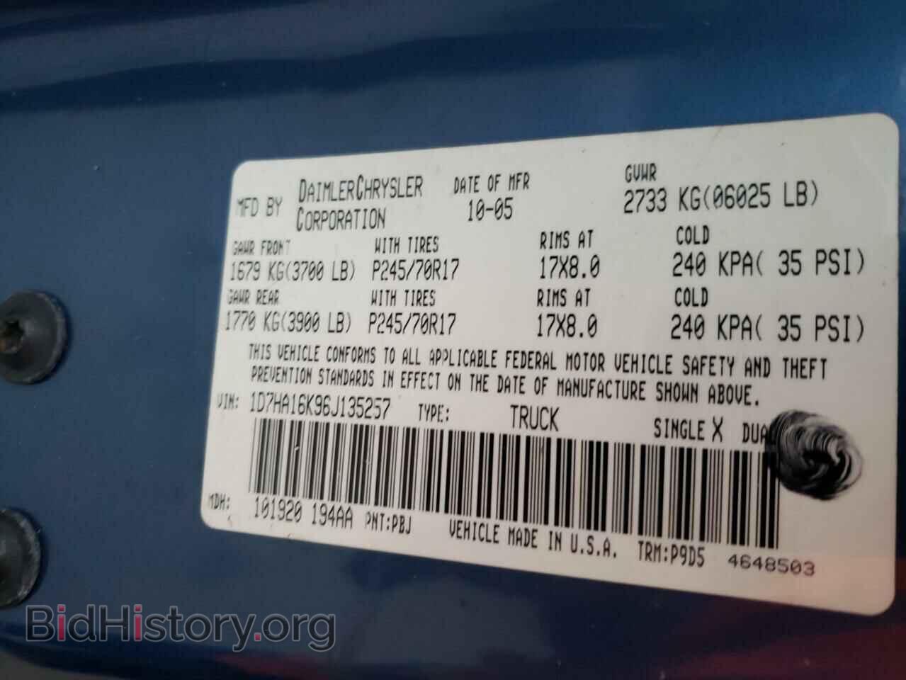 2006 DODGE RAM 1500 - VIN: 1D7HA16K96J135257 - Фото 10