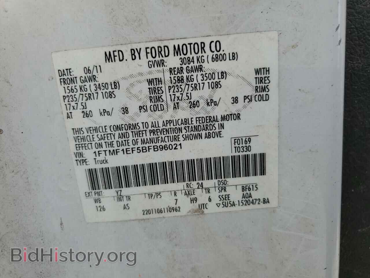 2011 FORD All Models - VIN: 1FTMF1EF5BFB96021 - Фото 12
