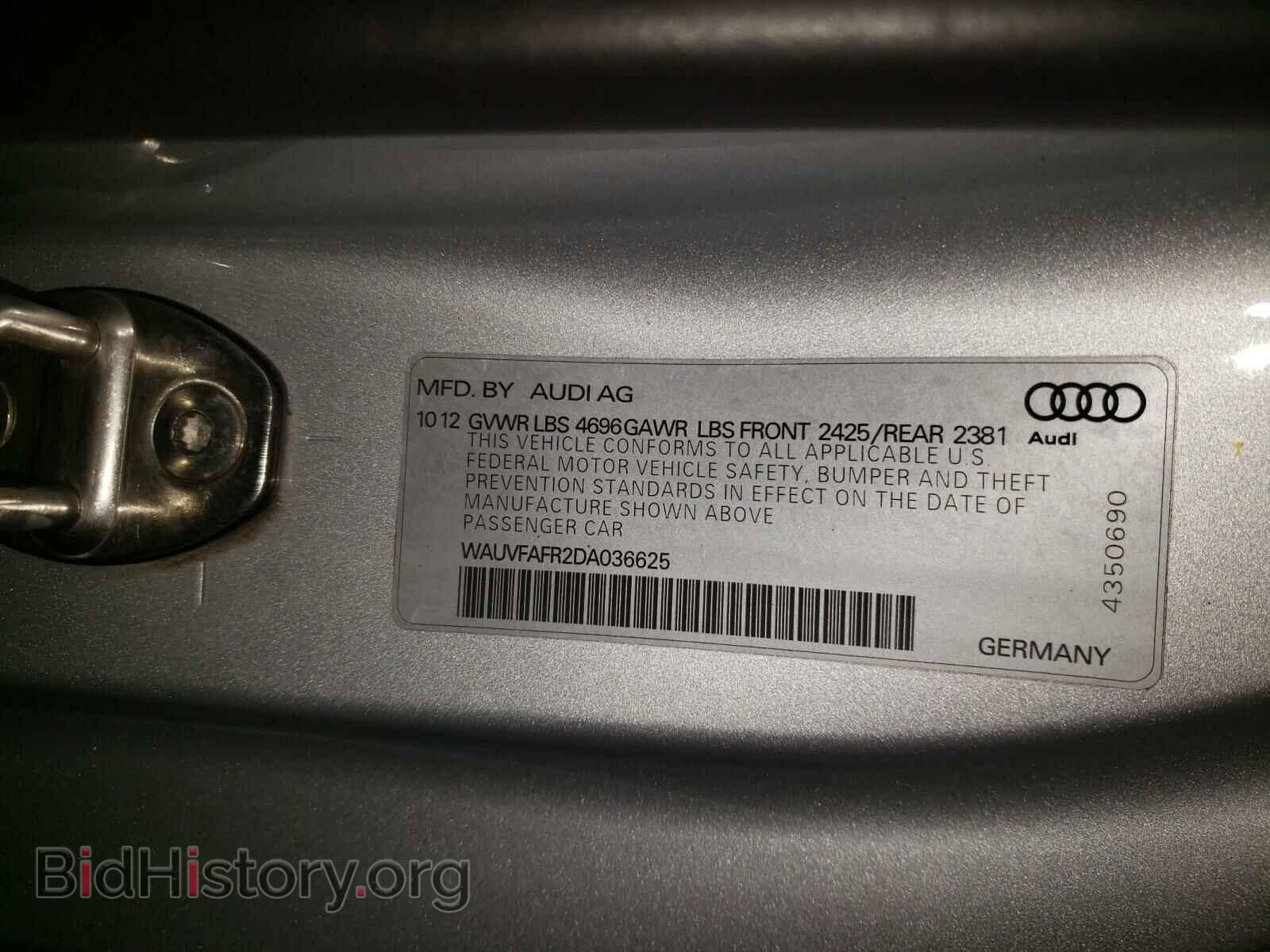 2013 AUDI A5 - VIN: WAUVFAFR2DA036625 - Фото 10