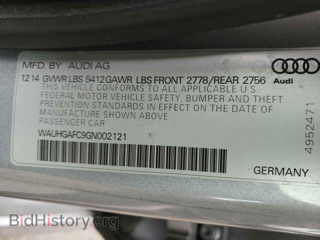 2016 AUDI A6 - VIN: WAUHGAFC9GN002121 - Фото 10