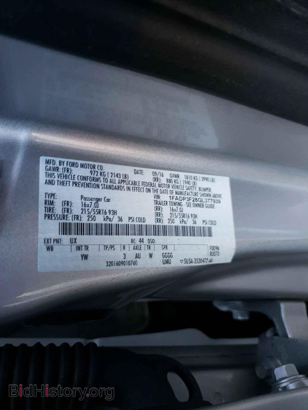 2016 FORD FOCUS - VIN: 1FADP3F28GL377939 - Фото 10