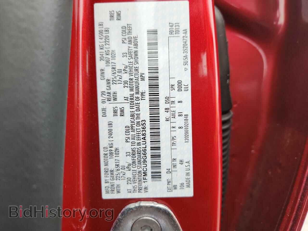 2020 FORD ESCAPE - VIN: 1FMCU9G66LUA83653 - Фото 13