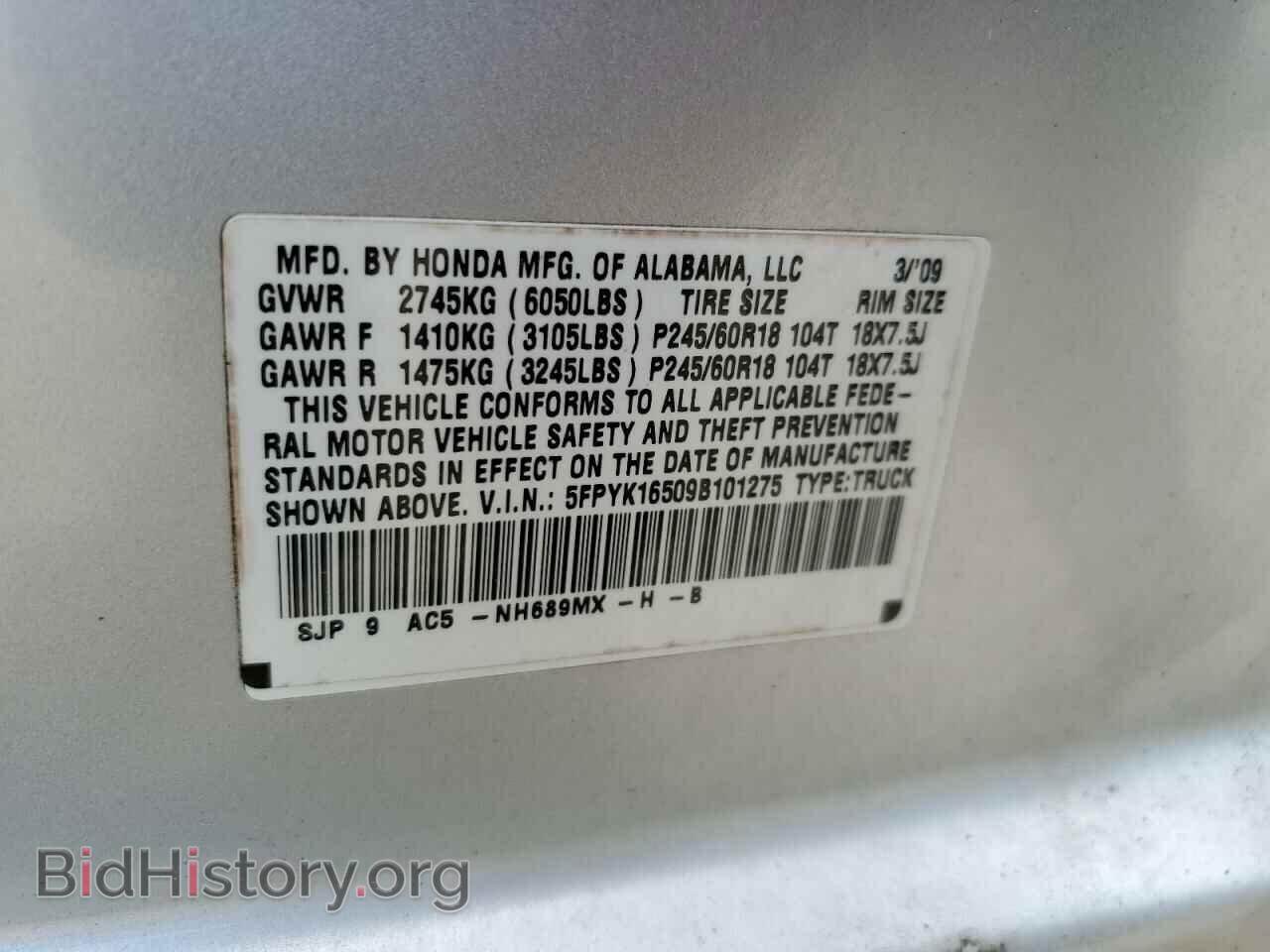 2009 HONDA RIDGELINE - VIN: 5FPYK16509B101275 - Фото 12