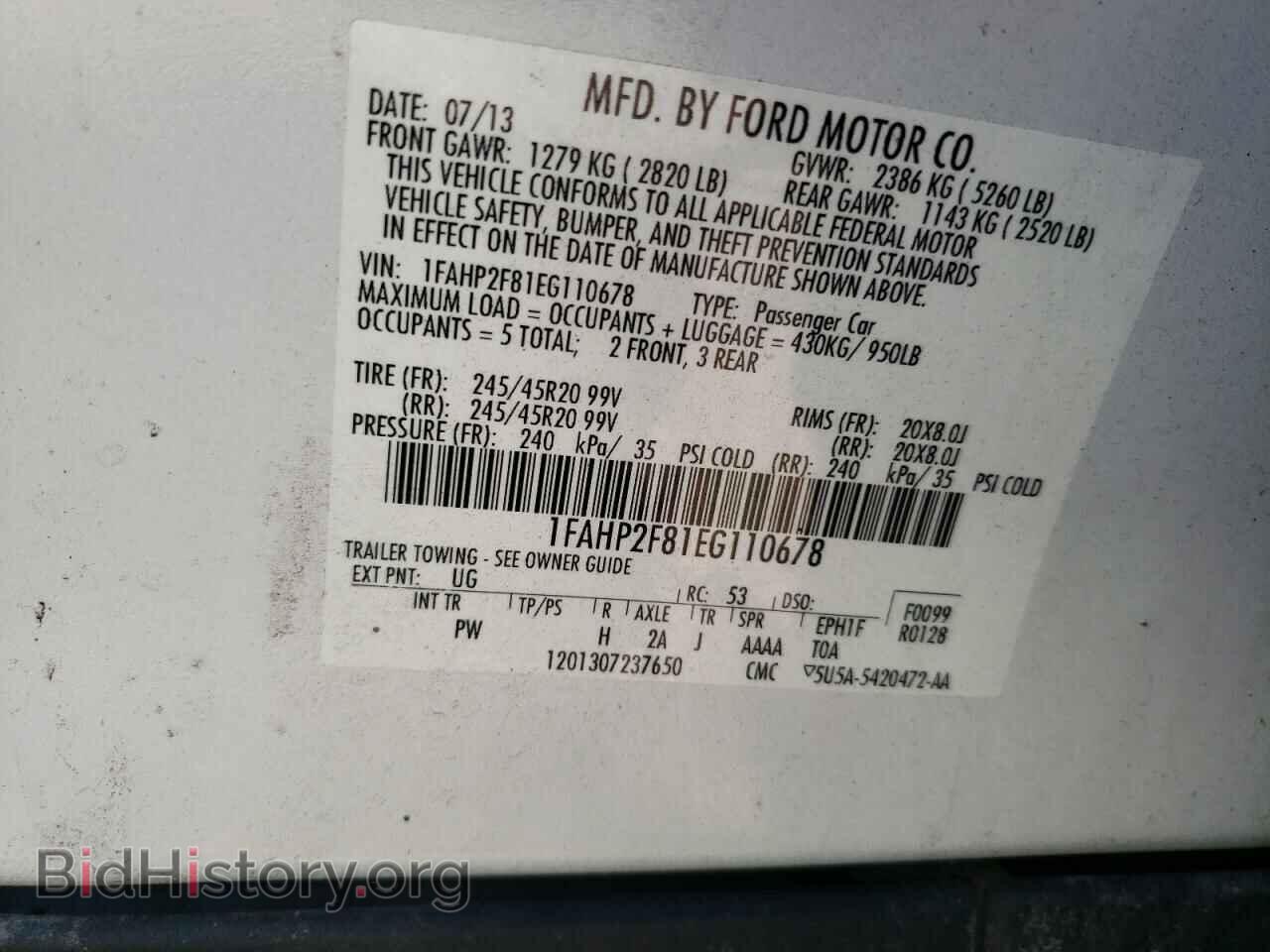2014 FORD TAURUS - VIN: 1FAHP2F81EG110678 - Фото 12