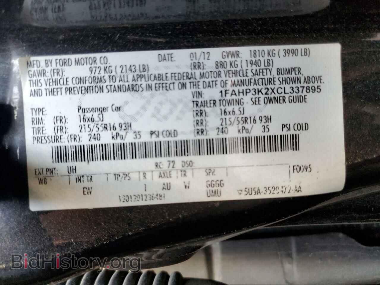 2012 FORD FOCUS - VIN: 1FAHP3K2XCL337895 - Фото 10