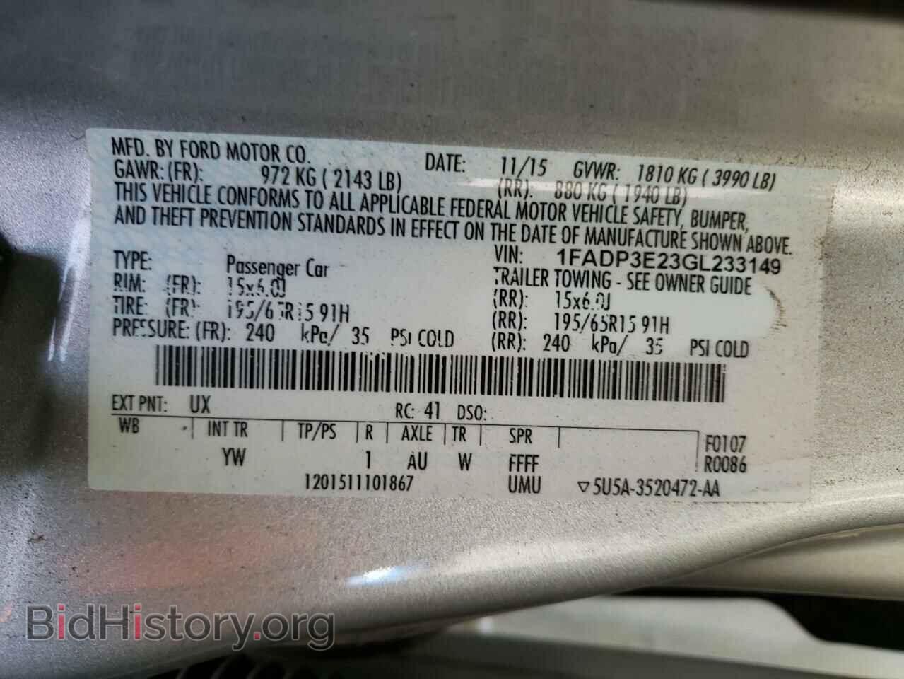 2016 FORD FOCUS - VIN: 1FADP3E23GL233149 - Photo 10