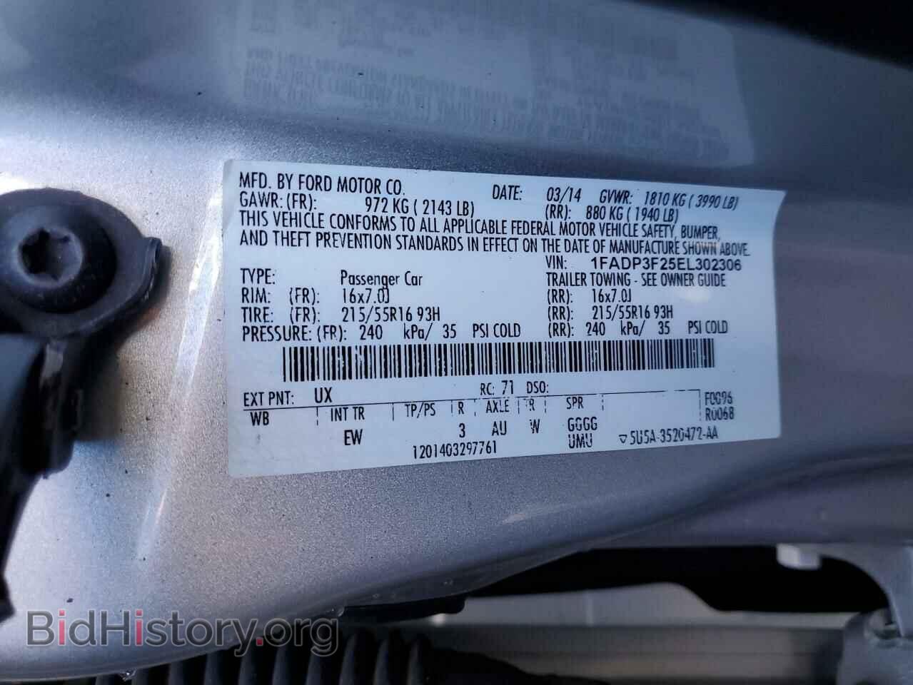 2014 FORD FOCUS - VIN: 1FADP3F25EL302306 - Фото 10