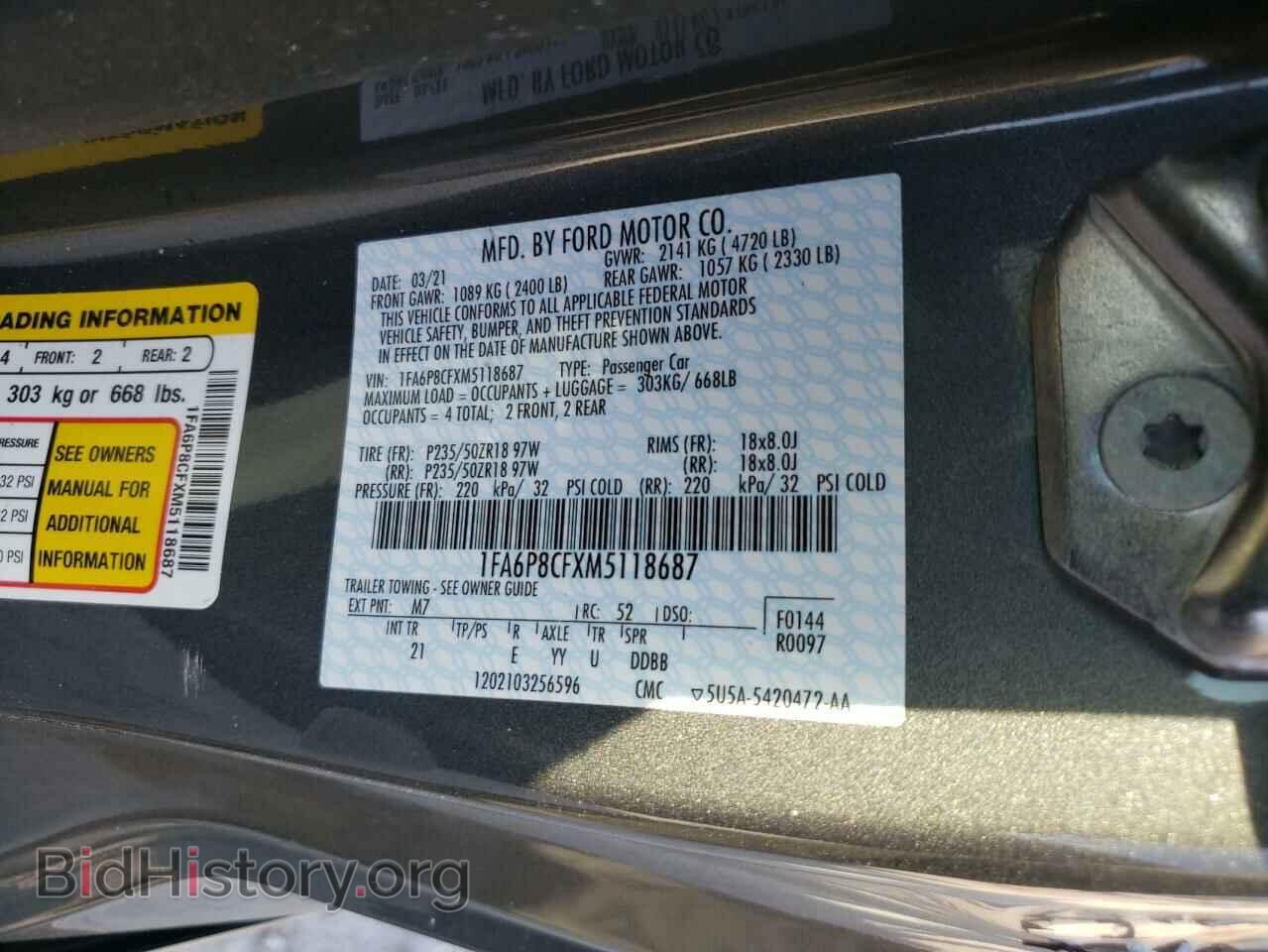 2021 FORD MUSTANG - VIN: 1FA6P8CFXM5118687 - Фото 10