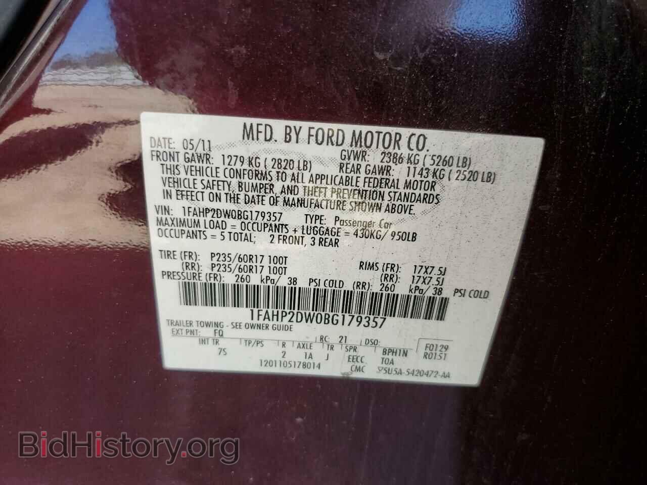 2011 FORD TAURUS - VIN: 1FAHP2DW0BG179357 - Photo 13