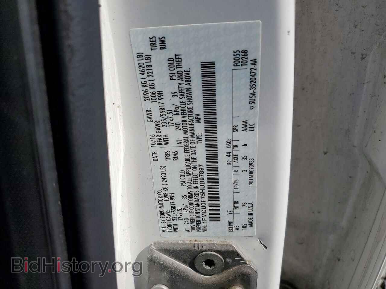 2017 FORD ESCAPE - VIN: 1FMCU0F75HUB97897 - Photo 13