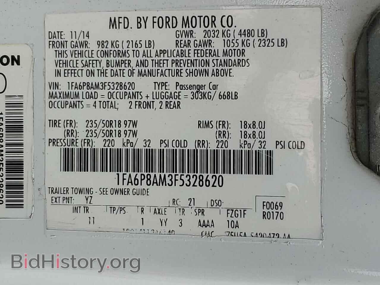 2015 FORD ALL Models - VIN: 1FA6P8AM3F5328620 - Photo 13