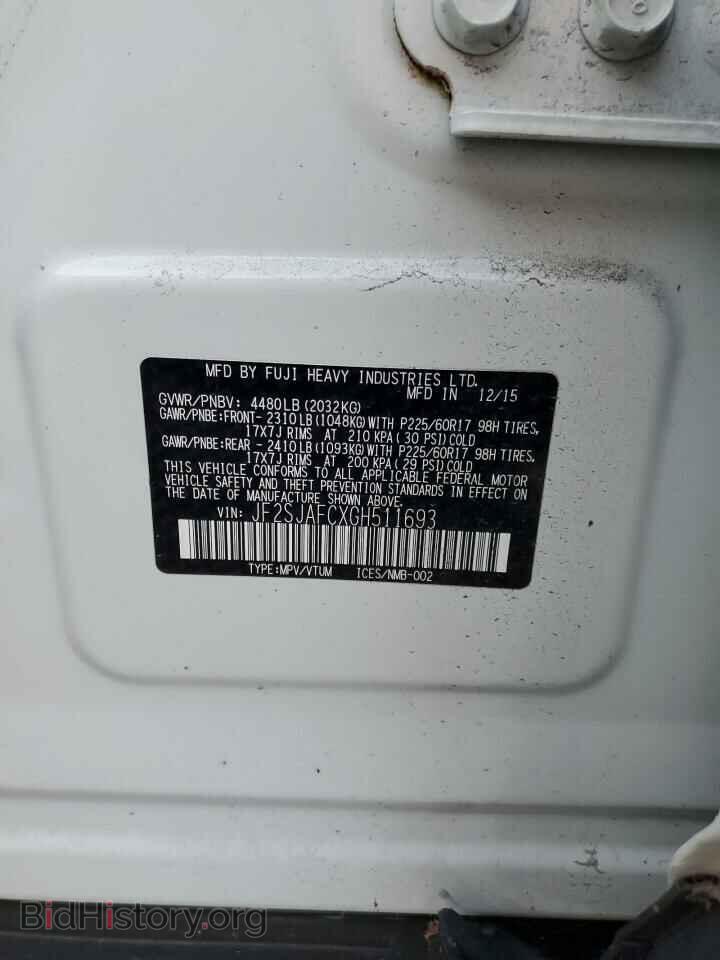 2016 SUBARU FORESTER - VIN: JF2SJAFCXGH511693 - Фото 10