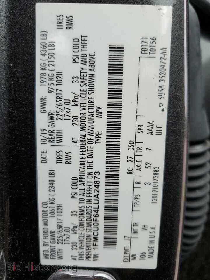 2020 FORD ESCAPE - VIN: 1FMCU0F64LUA24873 - Фото 13
