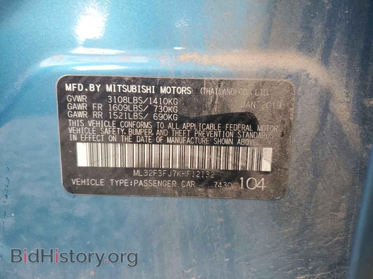 2019 MITSUBISHI MIRAGE - VIN: ML32F3FJ7KHF12132 - Фото 12