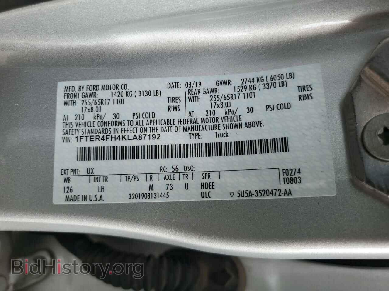 2019 FORD RANGER - VIN: 1FTER4FH4KLA87192 - Фото 13