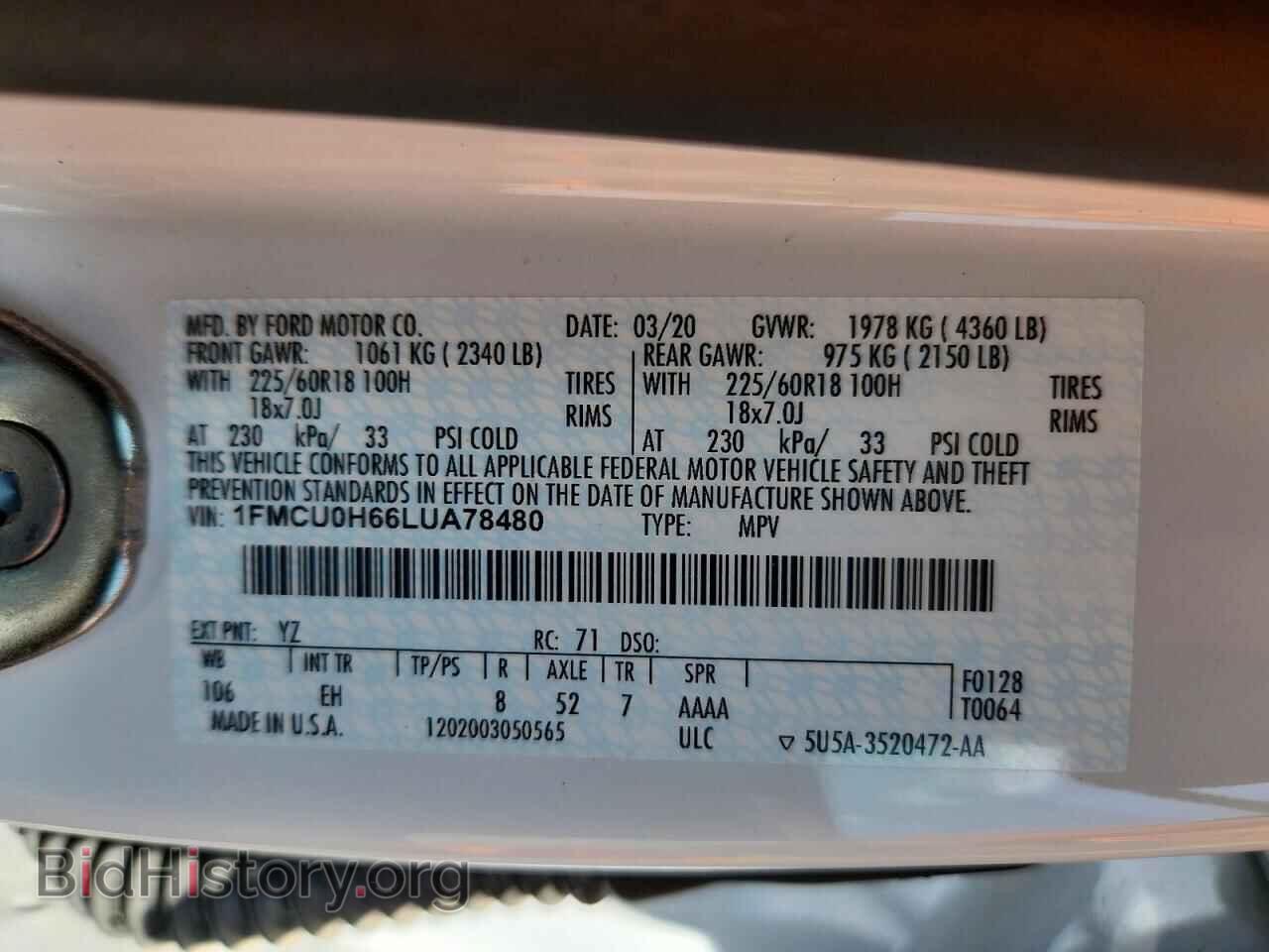 2020 FORD ESCAPE - VIN: 1FMCU0H66LUA78480 - Photo 12