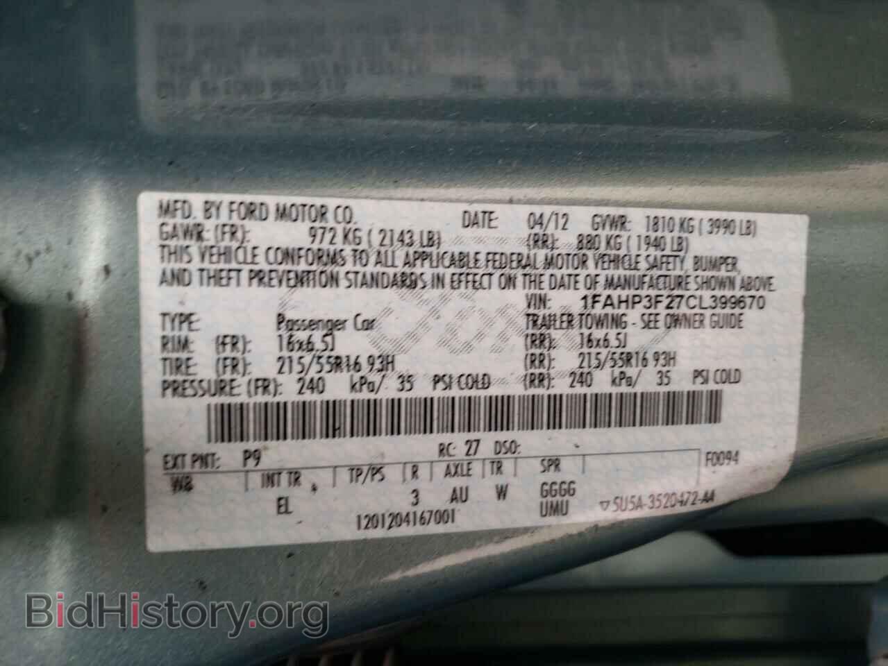 2012 FORD FOCUS - VIN: 1FAHP3F27CL399670 - Photo 10