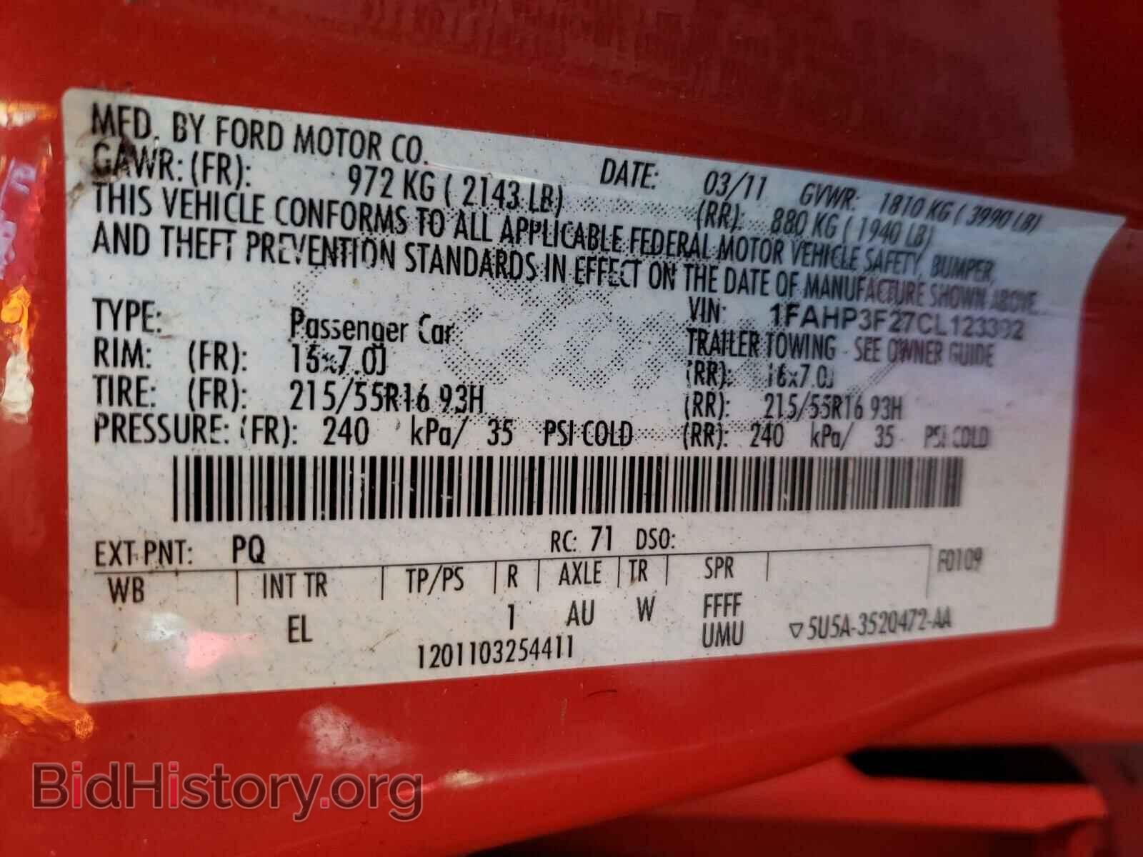 2012 FORD FOCUS - VIN: 1FAHP3F27CL123392 - Фото 10