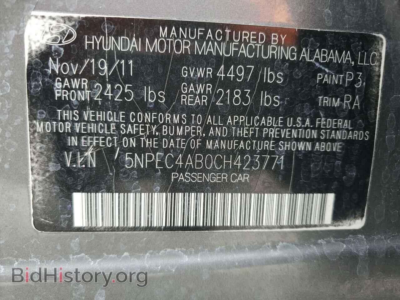 2012 HYUNDAI SONATA - VIN: 5NPEC4AB0CH423771 - Фото 13