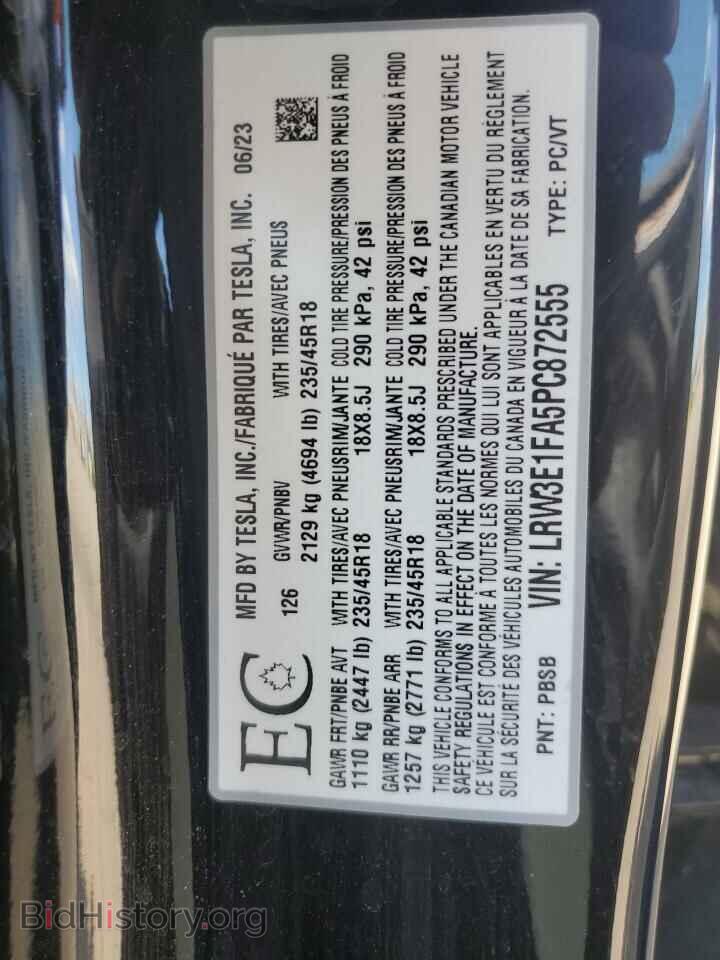 2023 TESLA MODEL 3 - VIN: LRW3E1FA5PC872555 - Фото 12