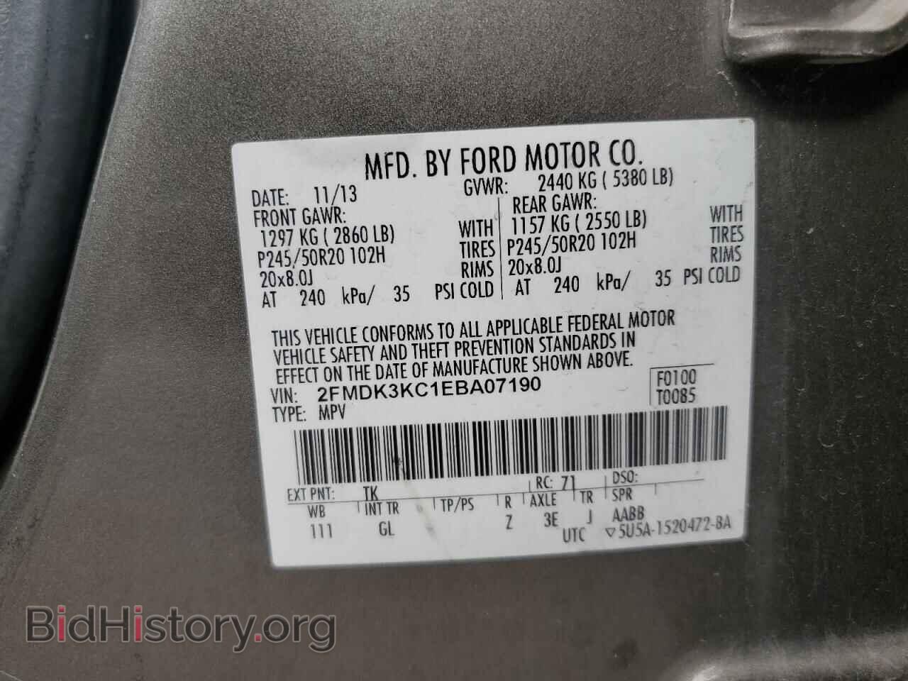 2014 FORD EDGE - VIN: 2FMDK3KC1EBA07190 - Фото 13