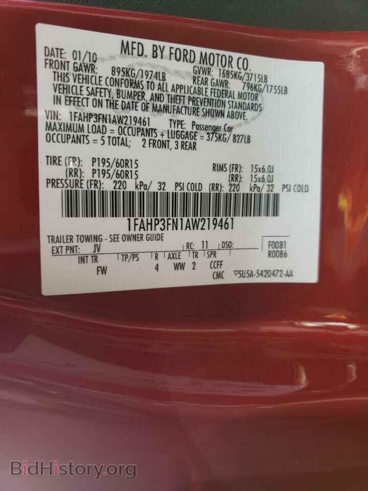 2010 FORD FOCUS - VIN: 1FAHP3FN1AW219461 - Фото 10